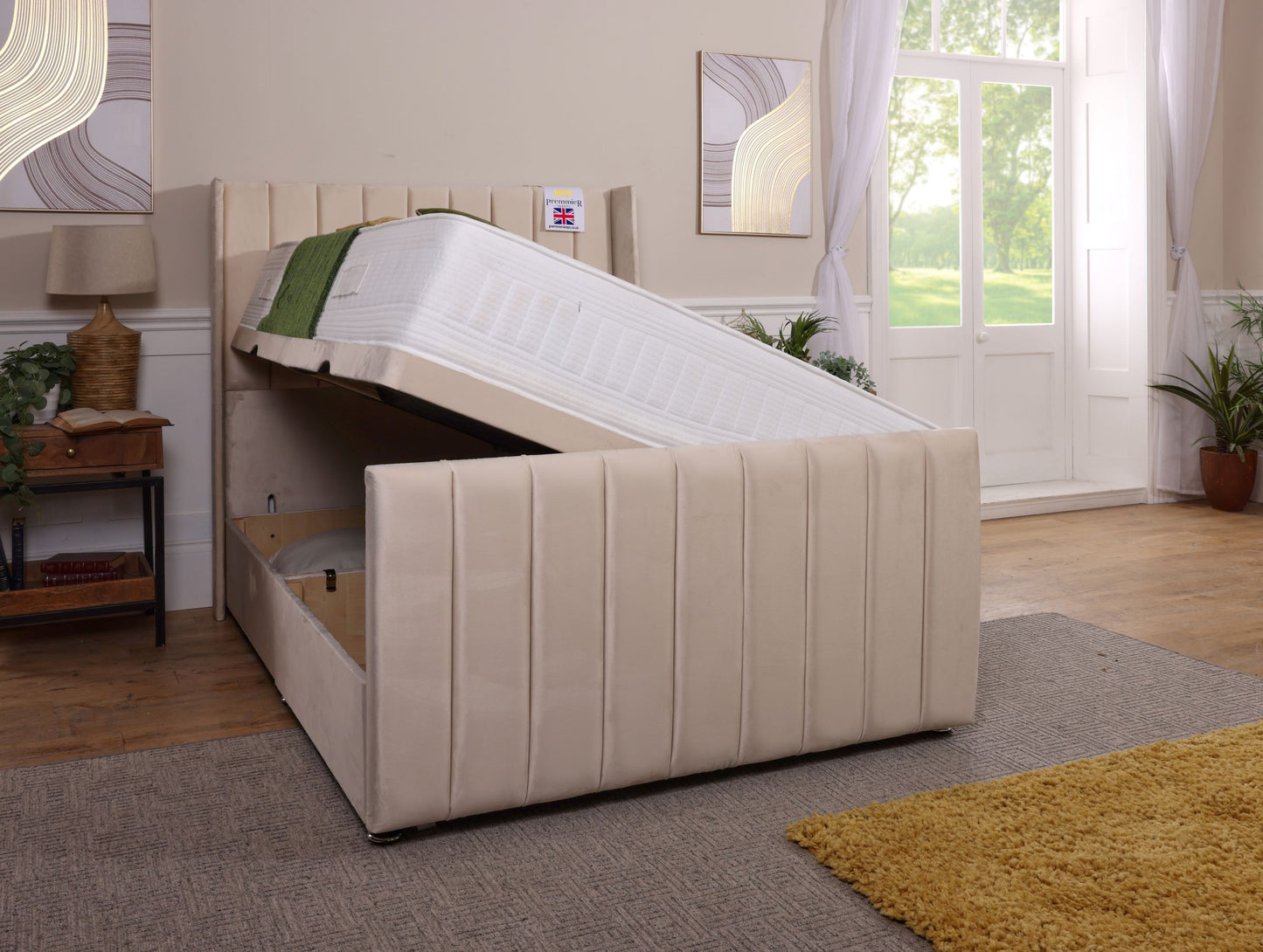 Maddiosn Wingback Ottoman Bed With Footboard