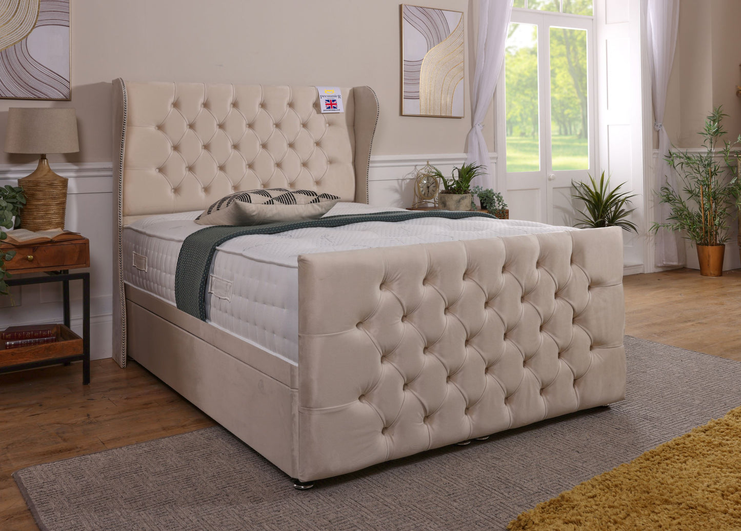 Manhatton Wingback Ottoman Bed With Footboard