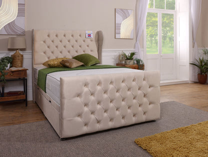 Manhatton Wingback Ottoman Bed With Footboard
